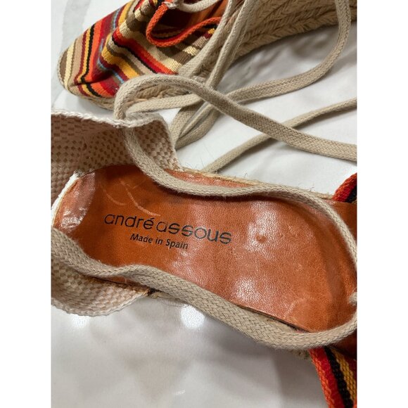 Andre Assous Colorful Striped Wedge Ankle Tie Espadrilles Size 9.5 Women’s - Picture 6 of 6